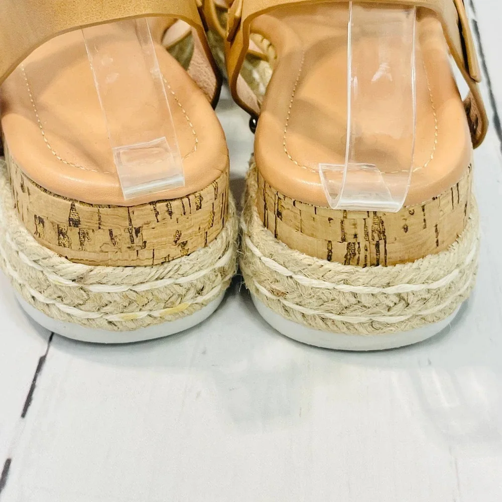 Women's Platform Wedges Espadrille Ankle T-Strap Sandals (sz 9.5) - Picture 8 of 9